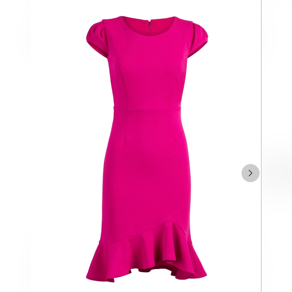 NWT Puff-Sleeve Flounce Sheath Dress